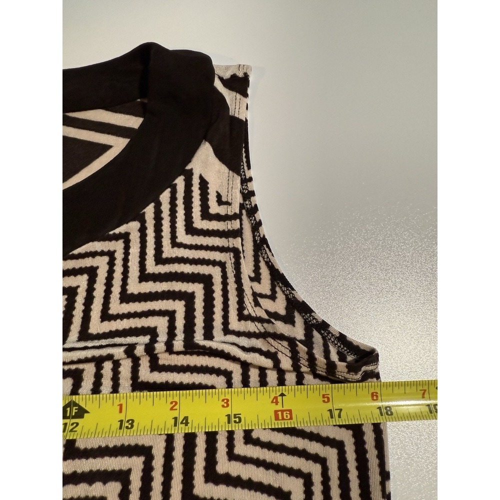 Chico's Travelers Maxi Dress Women 1 M Brown Cream Geometric Sleeveless Boho - Picture 6 of 8